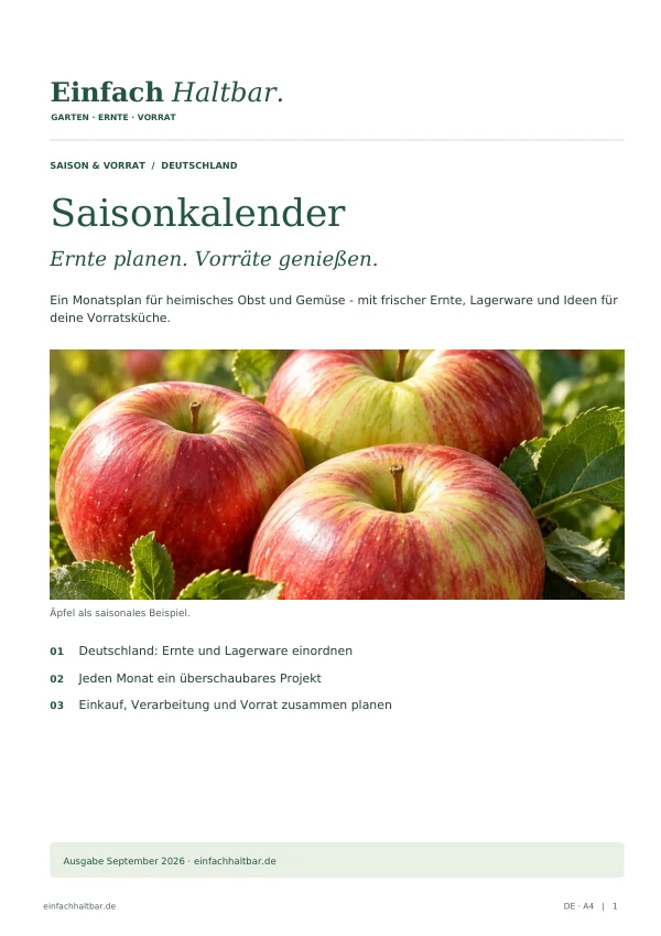 PDF-Vorschau: Saisonkalender für deine Vorratsküche
