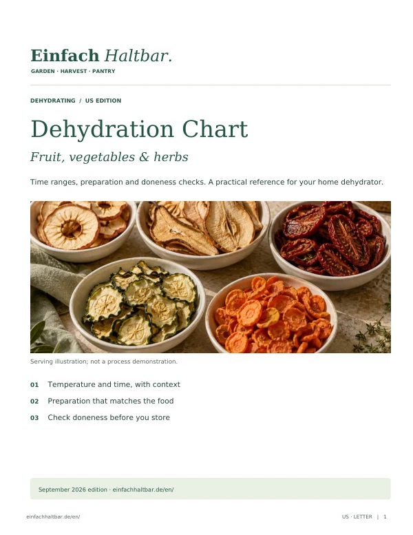 PDF preview: Dehydration Time & Temperature Chart
