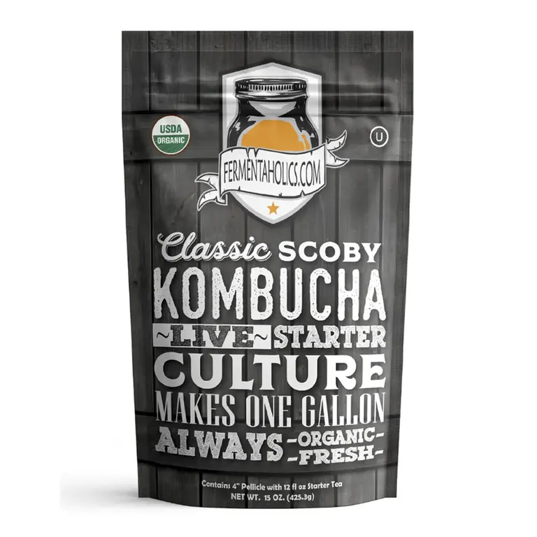 Fermentaholics Organic Kombucha SCOBY + 12 fl oz Starter