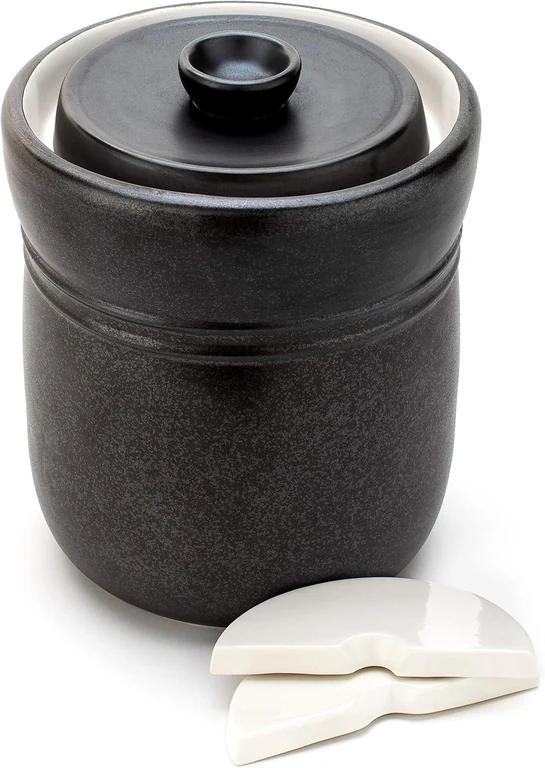 TOMO seven liter ceramic fermentation crock with weights