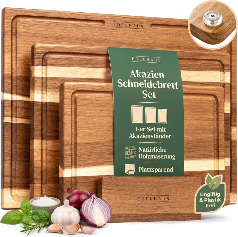 EDELHAUS Schneidebrett Holz – 3er Set Akazie