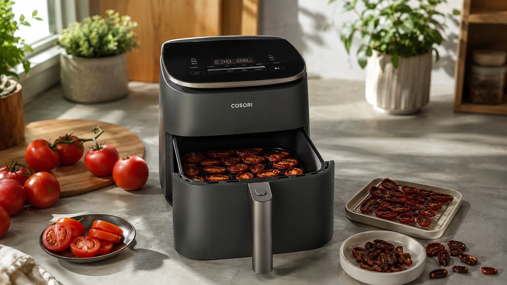 COSORI TurboBlaze Airfryer mit Tomaten beim langsamen Trocknen