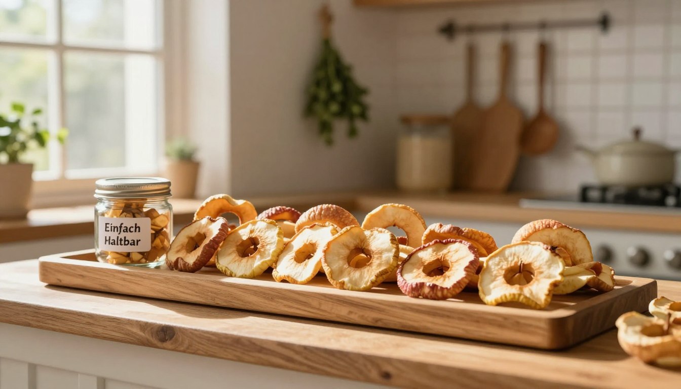 Conditioned dried apple rings stored in clean airtight containers