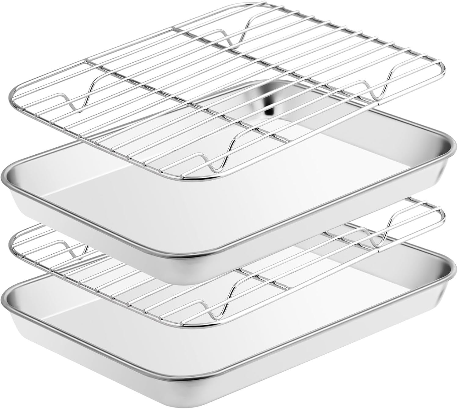 Edelstahl Backblech mit Abkühlgitter, 2er-Set