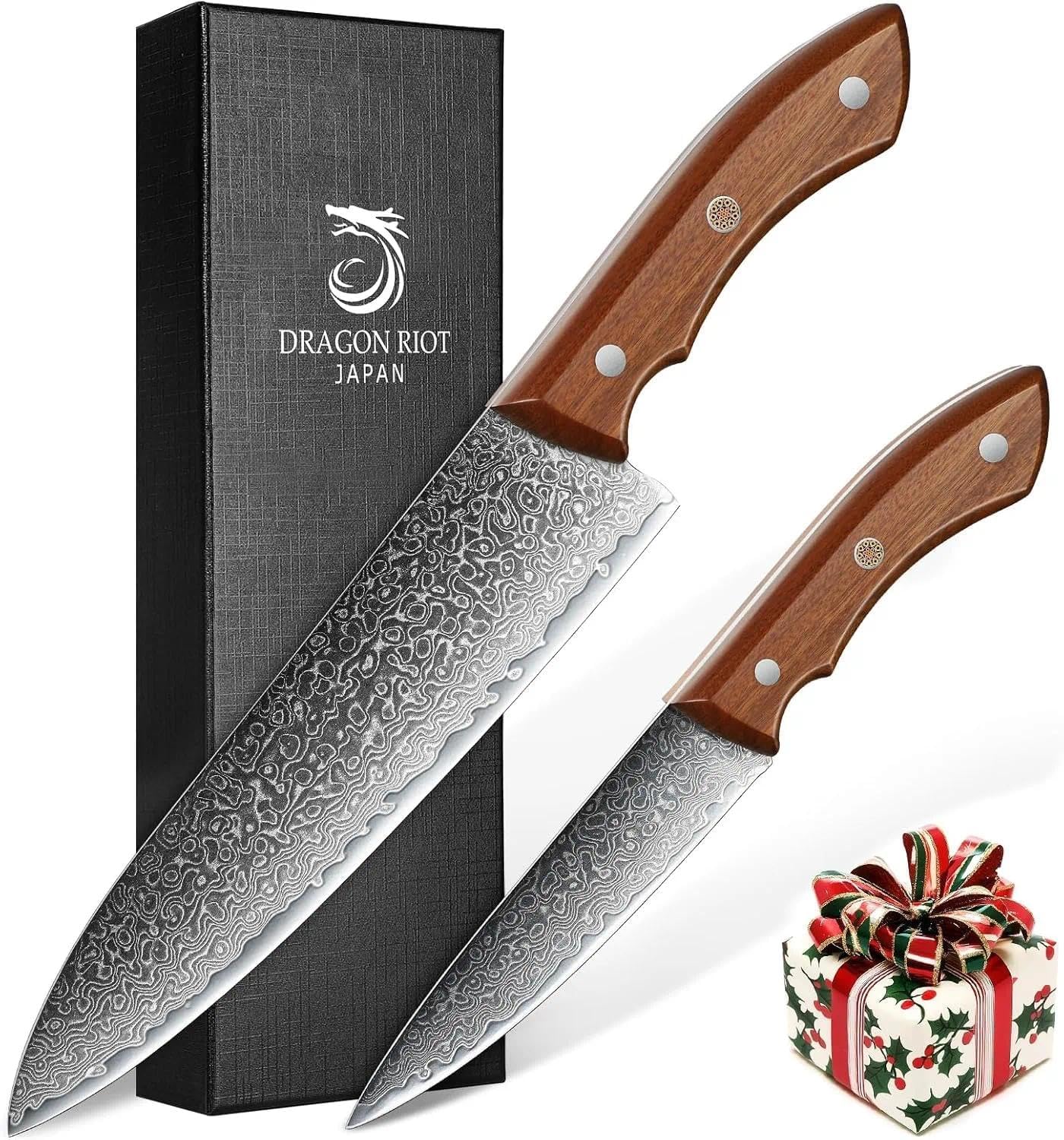 DRAGON RIOT Damast Küchenmesser Set, 2-teilig