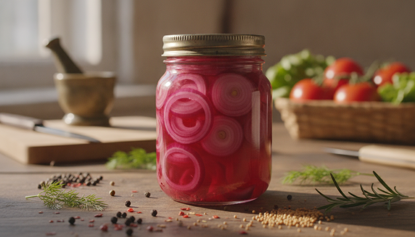 Rote Zwiebeln einlegen: schnelle Pickled Onions im Glas