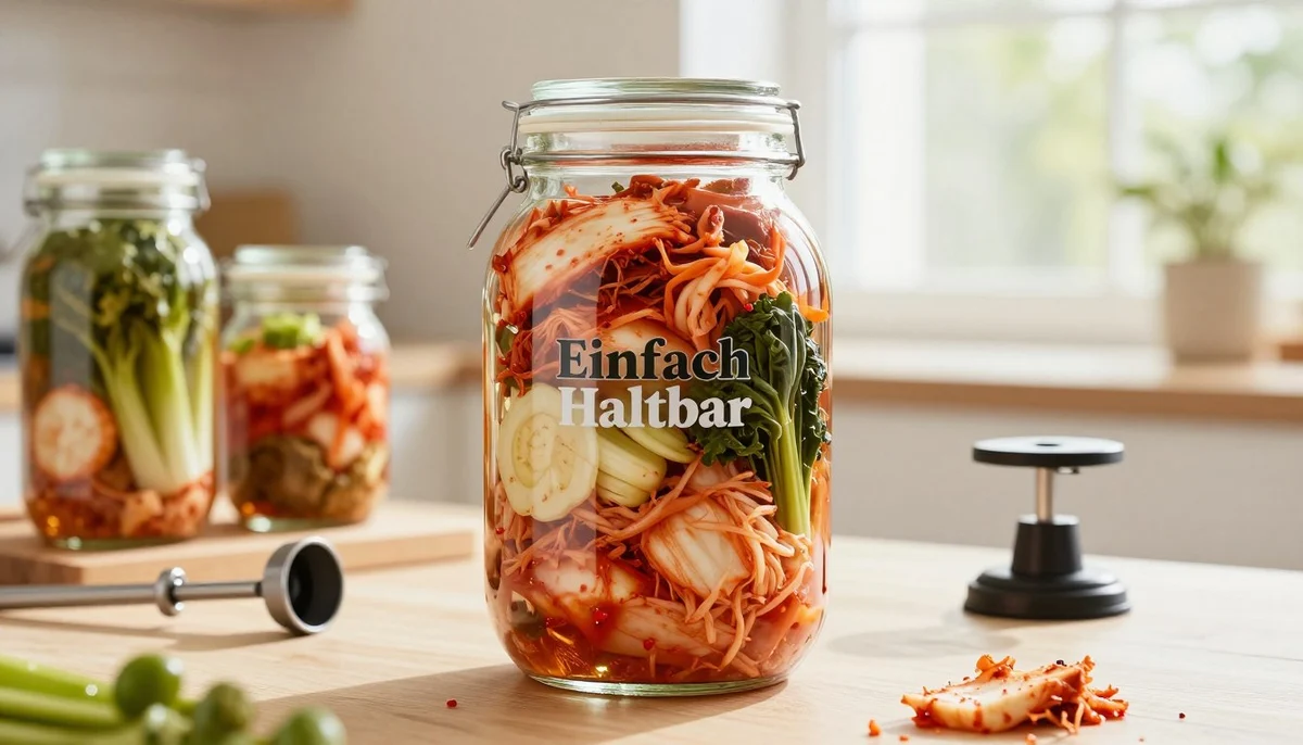 Fermentierglas mit Gemüse und Zubehör für die Fermentation