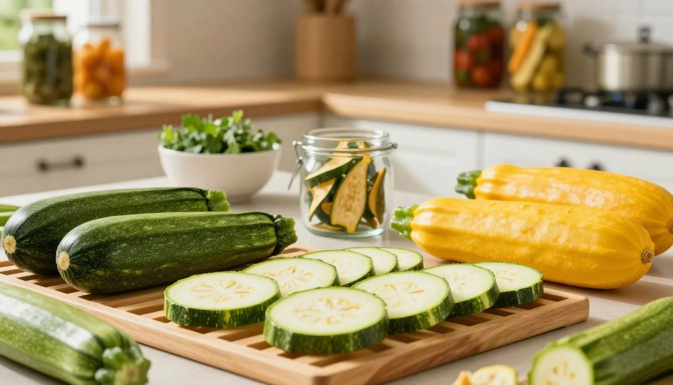 Frische grüne und gelbe Zucchini zum Dörren
