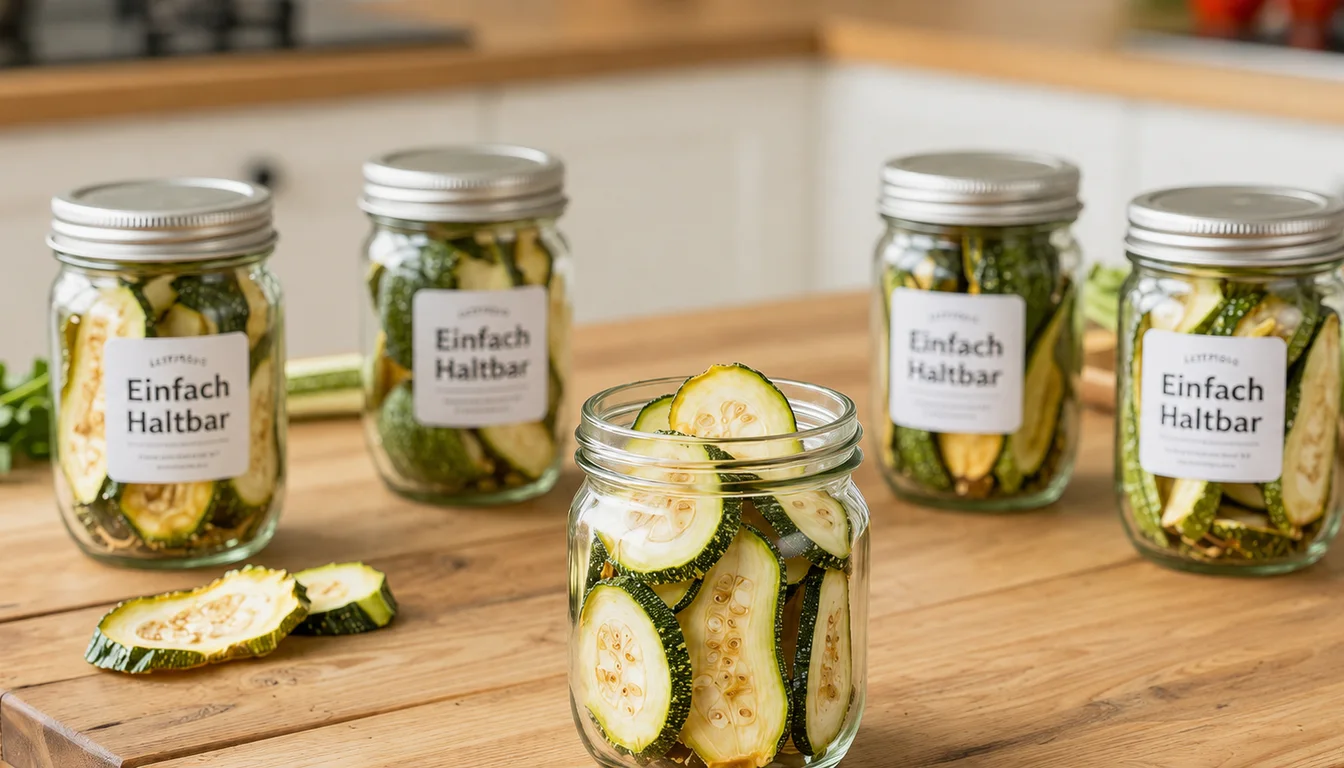 Getrocknete Zucchini luftdicht in Gläsern lagern
