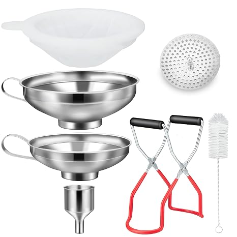 Exaktes Produktbild: HAUSPROFI Edelstahl-Trichterset 7-teilig mit Einmachgläser-Heber & Filter