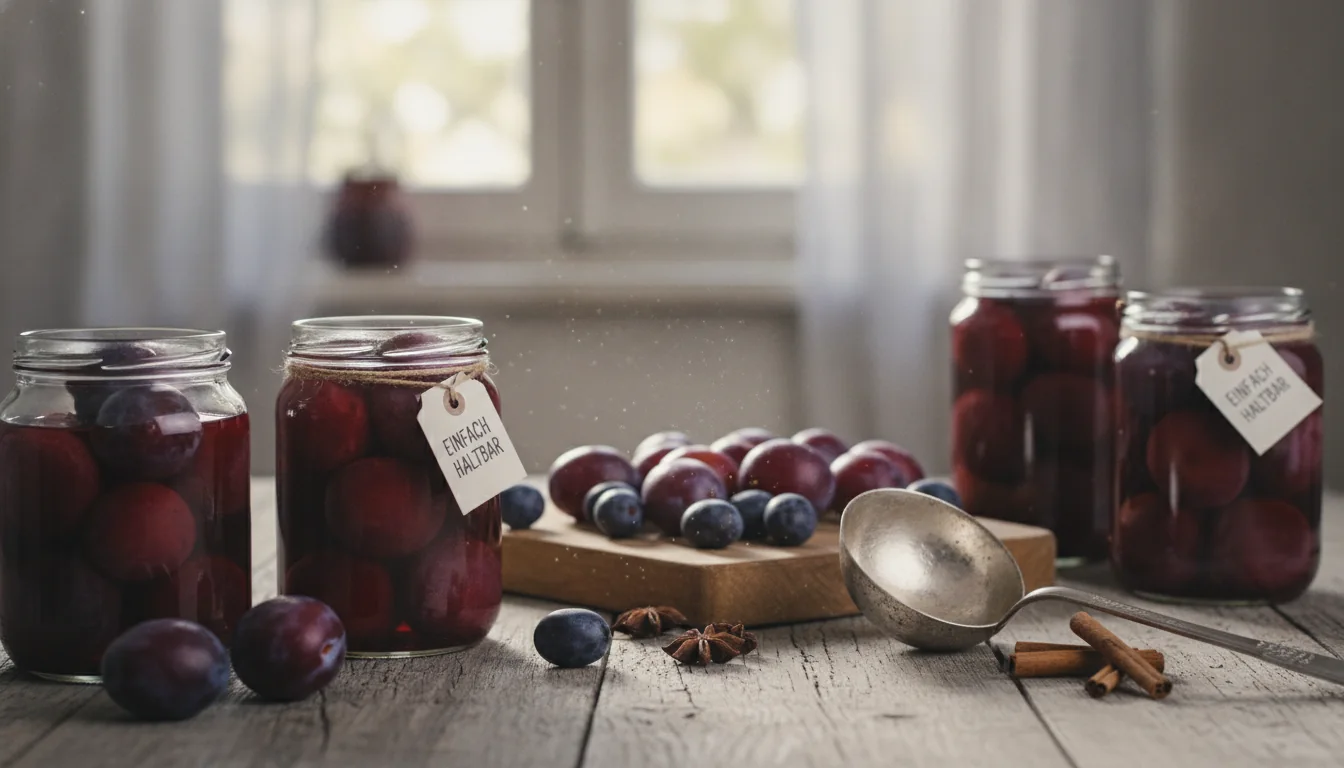 Fresh purple plums and halved plums ready for home canning