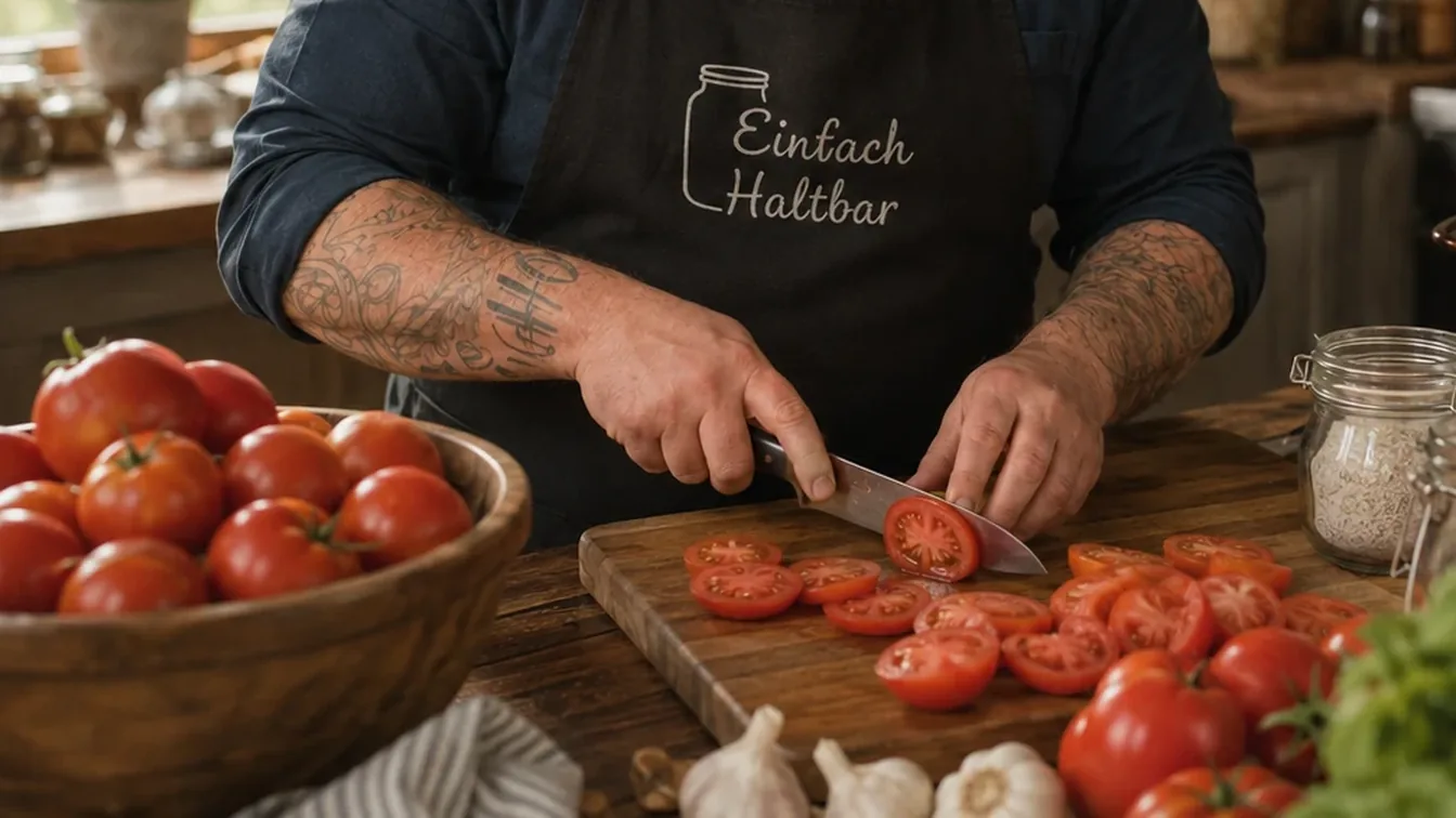 Fresh ripe tomatoes being prepared for homemade tomato sauce